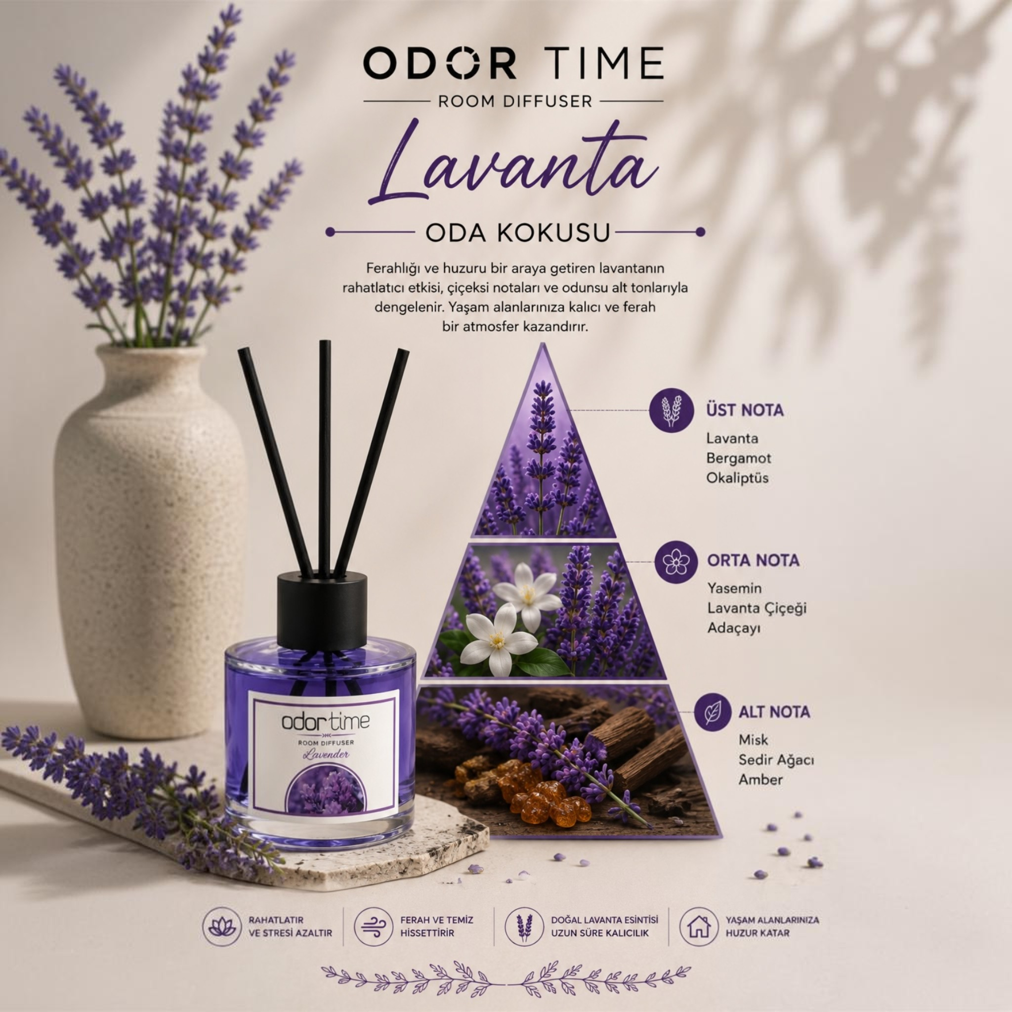 Lavanta Bambu Çubuklu Oda kokusu 120 ML